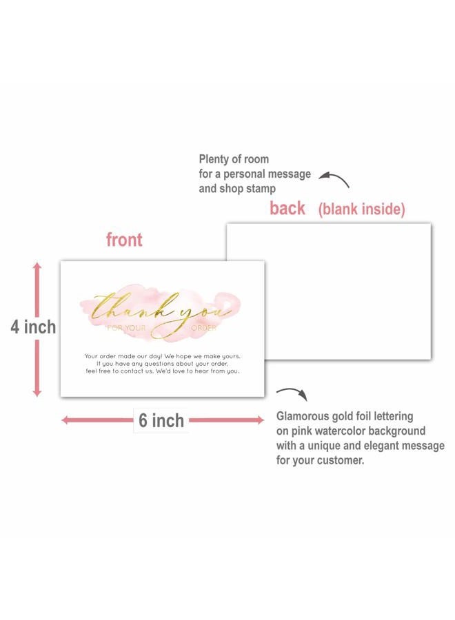 Gooji 100 Pack 4 x 6 Gold Foil Pink Watercolor Thank You for Your Order Cards for Small Business orders - Image 3