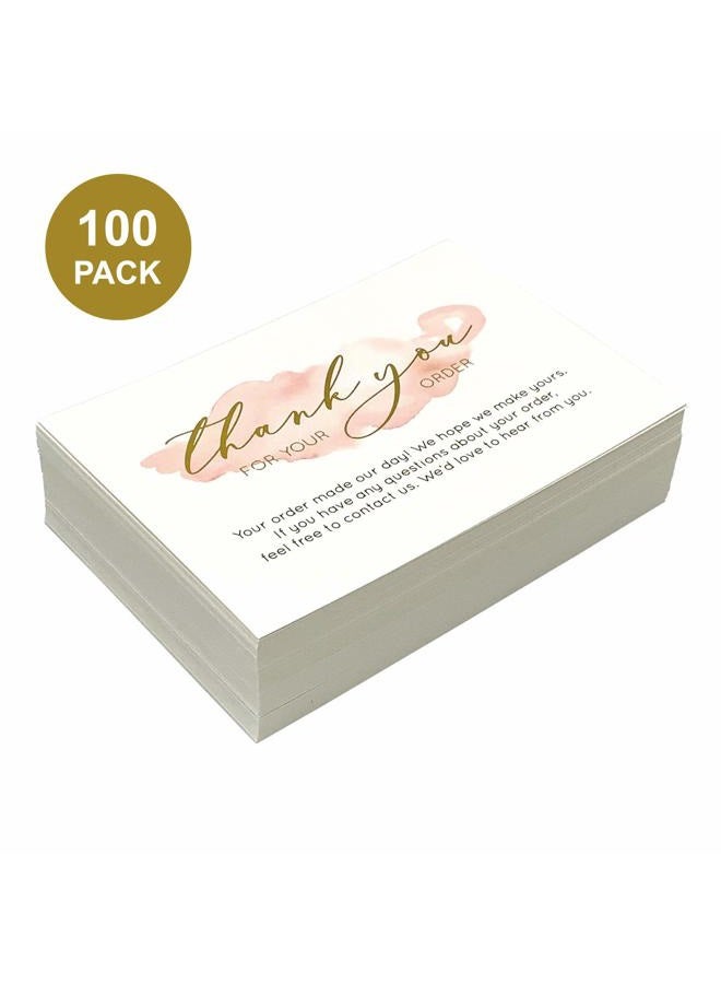 Gooji 100 Pack 4 x 6 Gold Foil Pink Watercolor Thank You for Your Order Cards for Small Business orders - Image 2
