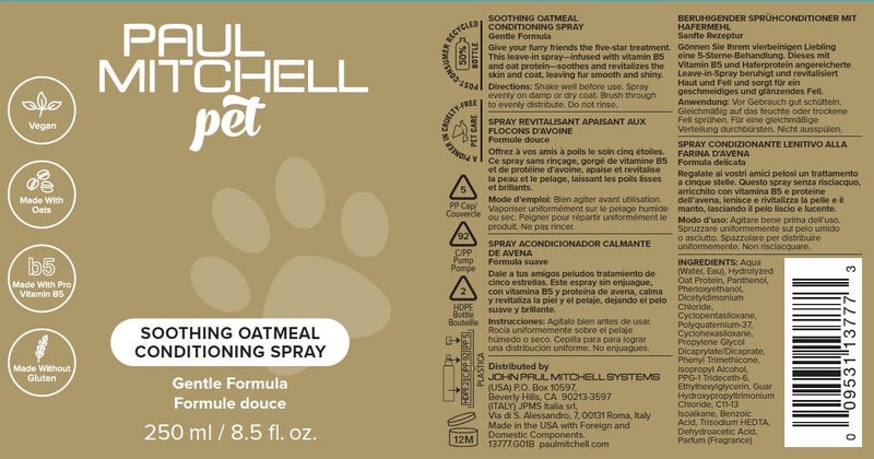 Paul Mitchell Pet Soothing Oatmeal Conditioning Spray, Gentle Formula, Grooming Spray for Dogs, 8.5 fl. oz - Image 5