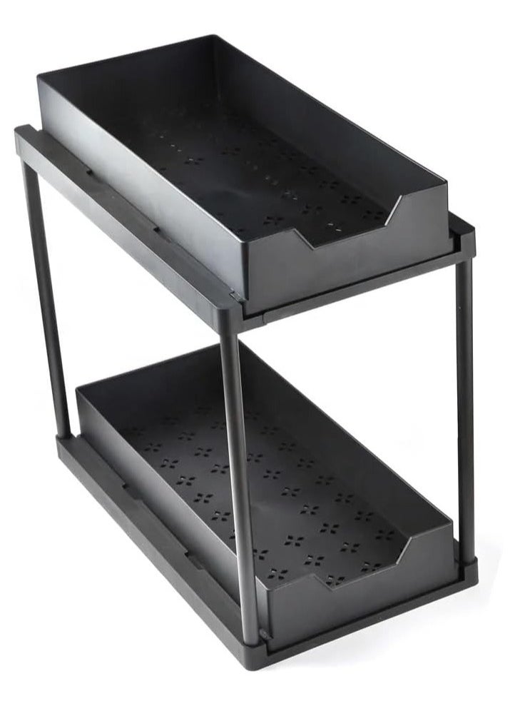 VIO 2 Tier Slide Out Organizer for Condiments Toiletries Cosmetics Laundry Products Multifunctional Sliding Shelf Storage Rack for Kitchen Countertop Under Sink Bathroom Toilet Laundry Room Home Office  - Image 5
