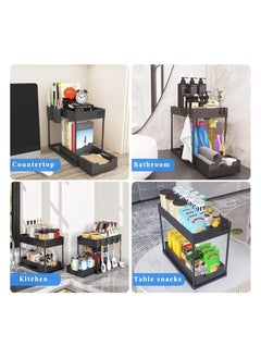 VIO 2 Tier Slide Out Organizer for Condiments Toiletries Cosmetics Laundry Products Multifunctional Sliding Shelf Storage Rack for Kitchen Countertop Under Sink Bathroom Toilet Laundry Room Home Office  - Image 3