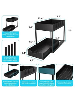 VIO 2 Tier Slide Out Organizer for Condiments Toiletries Cosmetics Laundry Products Multifunctional Sliding Shelf Storage Rack for Kitchen Countertop Under Sink Bathroom Toilet Laundry Room Home Office  - Image 4