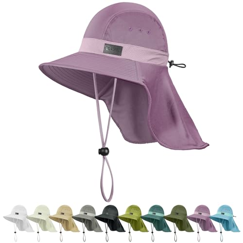 Sukeen Cooling Sun Hat for Men Women UPF50 Wide Brim Fishing Hat with Neck Flap Adjustable Foldable Bucket Hat for Hiking Purple - Image 1