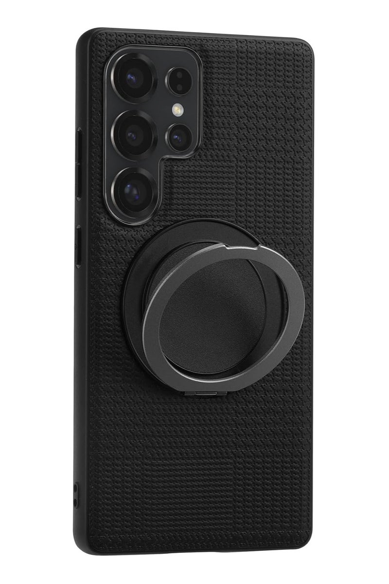 VKL Case Compatible with Samsung Galaxy S25 Ultra (2025), Built-in 360° Rotatable Ring Stand & Lanyard & Precision Hole Lens Protection, Frosted Protective Cover (Black) - Image 2