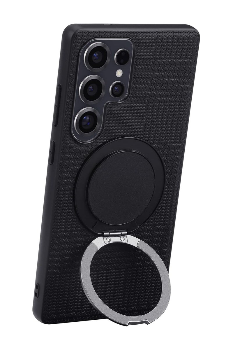 VKL Case Compatible with Samsung Galaxy S25 Ultra (2025), Built-in 360° Rotatable Ring Stand & Lanyard & Precision Hole Lens Protection, Frosted Protective Cover (Black) - Image 3
