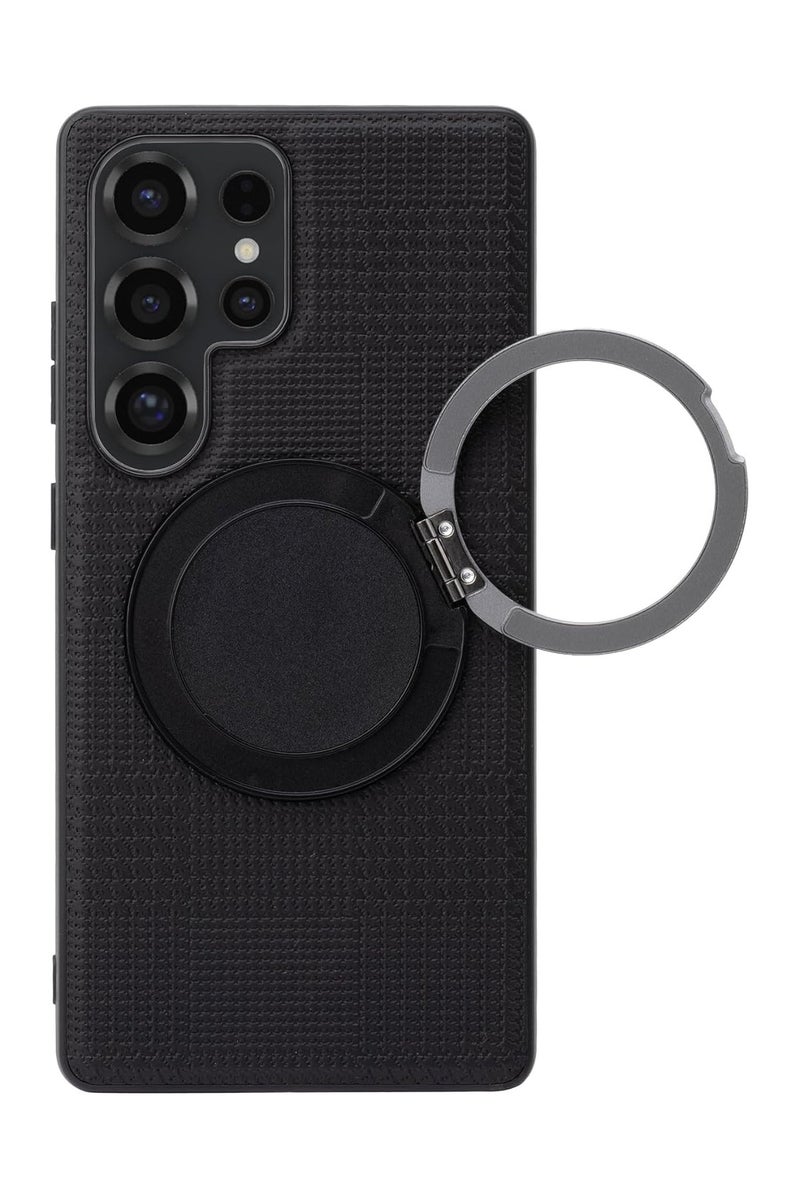 VKL Case Compatible with Samsung Galaxy S25 Ultra (2025), Built-in 360° Rotatable Ring Stand & Lanyard & Precision Hole Lens Protection, Frosted Protective Cover (Black) - Image 4