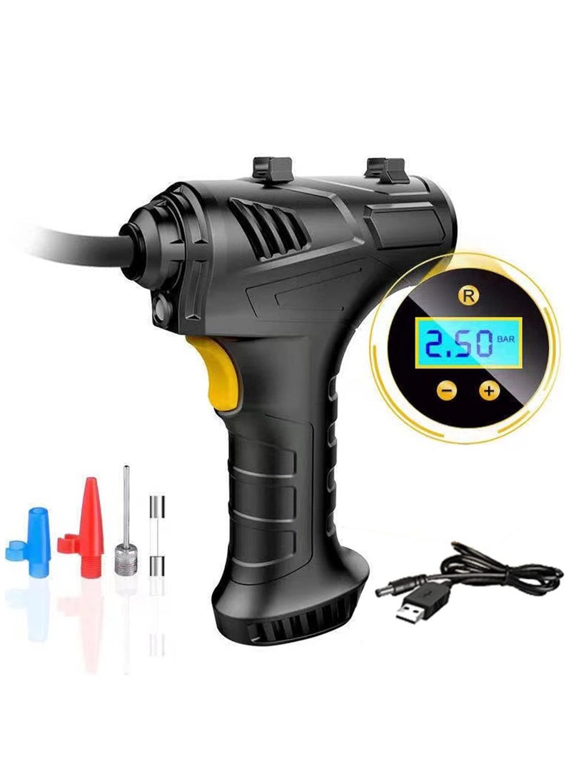 Car Tires Pump, Auto Stop LED Light Pressure Preset Cordless Tire Inflator Digital Display 120W for Vehicle - Image 1