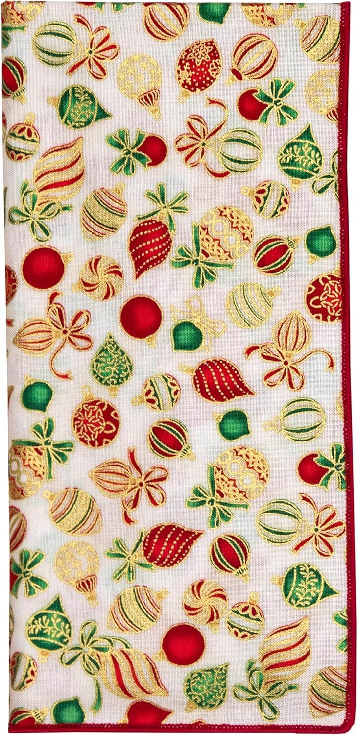 Decorative Things Christmas Napkins 18 x 18 Cloth Napkins Set of 12 Elegant 100 Cotton Linen Napkins Christmas Dinner Napkins for Christmas Table Decor and Table Settings Holiday Party Red Ornaments Print - Image 5