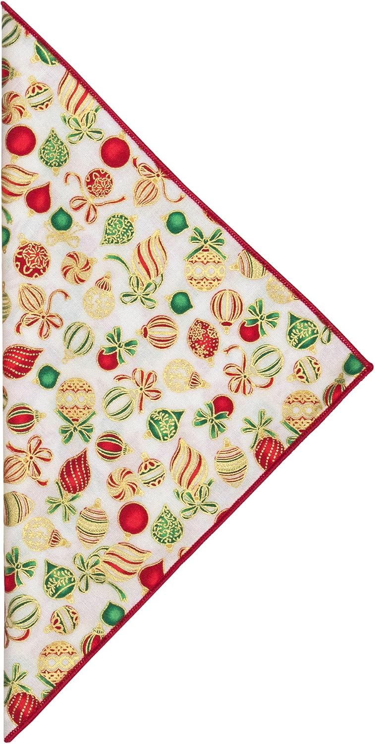 Decorative Things Christmas Napkins 18 x 18 Cloth Napkins Set of 12 Elegant 100 Cotton Linen Napkins Christmas Dinner Napkins for Christmas Table Decor and Table Settings Holiday Party Red Ornaments Print - Image 4