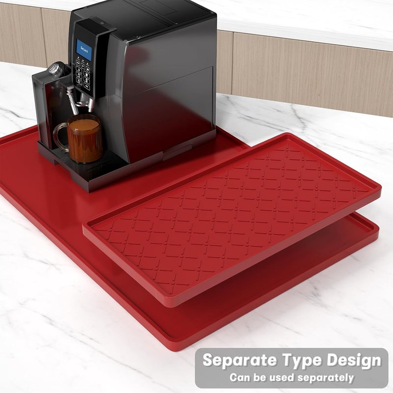 Rnivvi حصيرة قهوة من السيليكون من ، مقاس 16" x 24"، مقاومة للماء وذات حافة مرتفعة، مناسبة لملحقات محطة آلة الإسبريسو، وسادة لتجفيف الأطباق قابلة للفك ومقاومة للحرارة للعمل على طاولة المطبخ، لون أبيض - Image 3