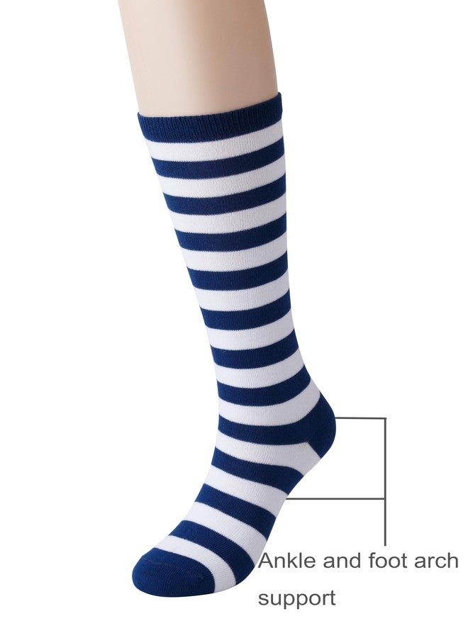Cerebro Knee High Socks for Kids Stripes Girls Cotton Calf Athletic Tube Socks,SOCKS (1Pairs 6-10Y, 1Pairs dark blue) - Image 5