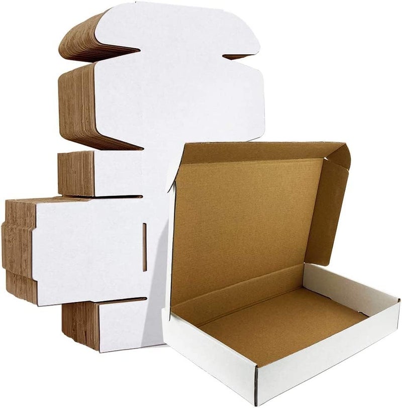 HORLIMER Pack of 20 Small Shipping Boxes, 305 x 229 x 76 mm Packaging Boxes with Lid for Goods Shipment, Gift Box, Folding Box, Postal Box (White) - Image 1