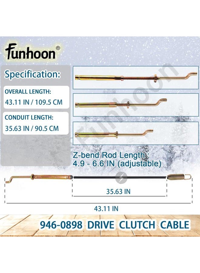 Funhoon 946-0898 Drive Clutch Cable for MTD Cub Cadet Troy-Bilt Craftsman Snow Blowers Replaces 746-0898 746-0898A 746-0898B - Image 2