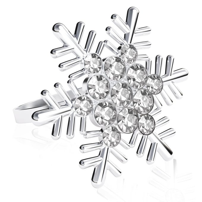 SET OF 8 SLIVER SNOWFLAKE CHRISTMAS NAPKIN RINGS FOR DINNING TABLE SETTING RUSTIC DINNER TABLES SETTING DECORATION FOR WEDDING RECEPTIONS CHRISTMAS THANKSGIVING HOLIDAY PARTY DINNER PARTIES