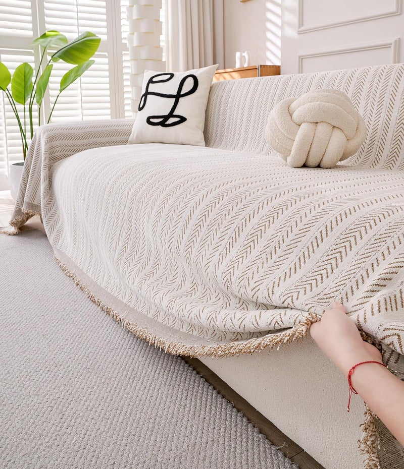 Erke Couch Cover Sheet Blanket, 3-Seat Standard Size Sofa Cushion Slip Covers, L Shape Sectional Furniture Decor Protector, Machine Washable Chenille Slipcover for Pets Dogs Cats - Image 1