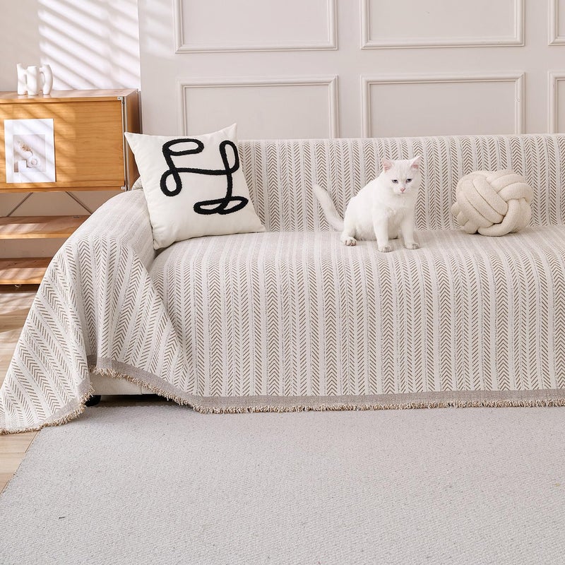 Erke Couch Cover Sheet Blanket, 3-Seat Standard Size Sofa Cushion Slip Covers, L Shape Sectional Furniture Decor Protector, Machine Washable Chenille Slipcover for Pets Dogs Cats - Image 5