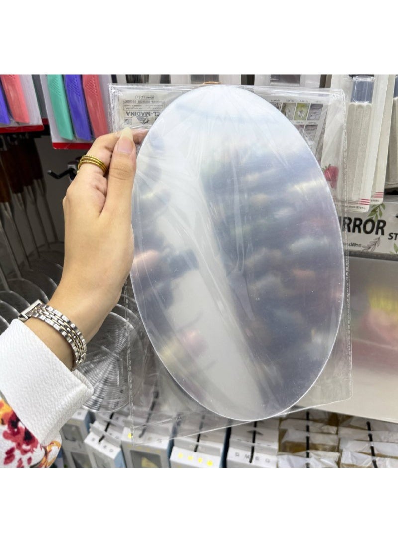 Oval Mirror Sticker This product is a self-adhesive, oval-shaped acrylic mirror designed as easy-to-install wall decor for bathrooms or bedrooms. Small size: 30x40 cm  Code: AZ-5-4 - Image 1