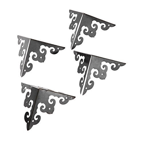 dophee 4Pcs Vintage Corner Protectors, Antique Bronze Decorative Trim Metal Corner Covers Bumpers Edge Guards with Screws for Picture Frame Album Jewelry Box Gift Wine Box Wooden Cases, 1.97"x1.97" - Image 1