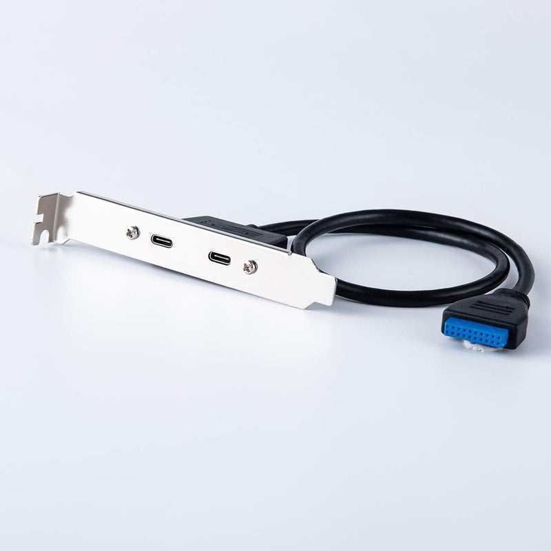 foxaa USB3.0 Motherboard 19/20Pin to Dual Ports Type-C USB-C Female PCI-E Back Panel 5Gbps High Speed Data Cable for Motherboards Computer 50cm - Image 1