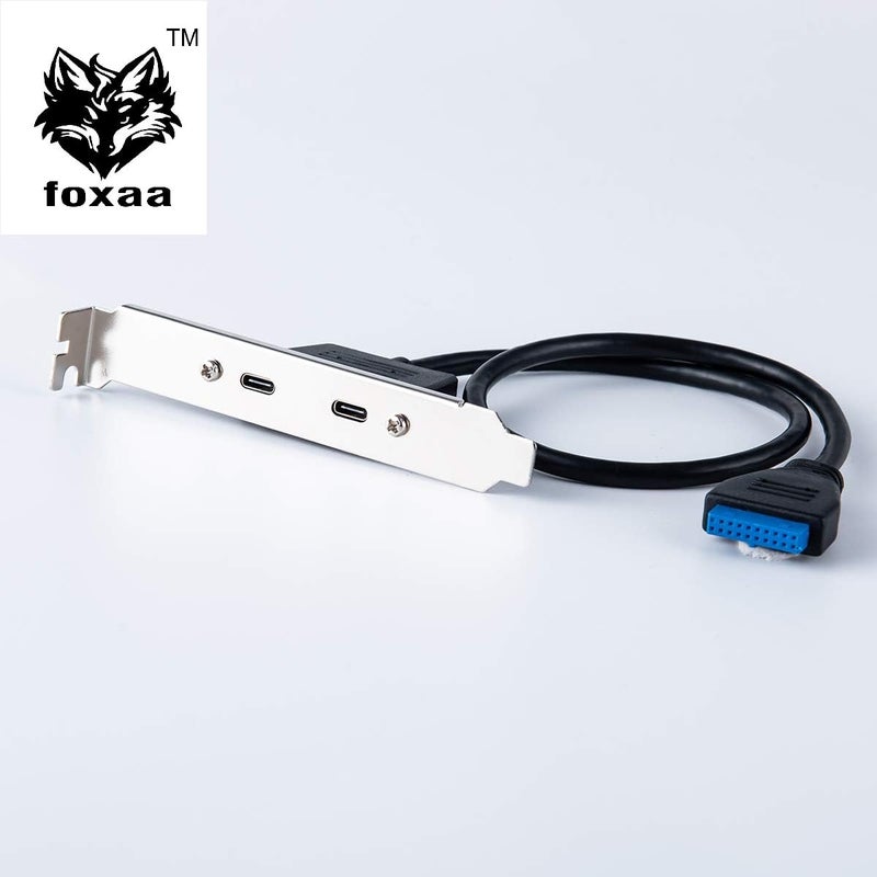 foxaa USB3.0 Motherboard 19/20Pin to Dual Ports Type-C USB-C Female PCI-E Back Panel 5Gbps High Speed Data Cable for Motherboards Computer 50cm - Image 5