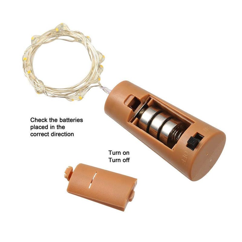 Desidiya Desidiya 20 LED Wine Bottle Cork Copper Wire String Lights 2M Battery Powered Pack of 1  - Image 3