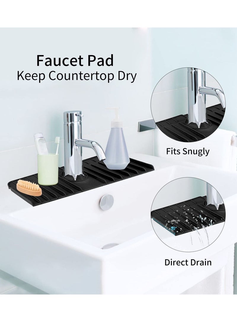 Y&D Silicone Faucet Handle Drip Catcher Tray Kitchen Sink Splash Guard Mat Behind Water Drying for Protectors Bathroom Farmhouse  - Image 5