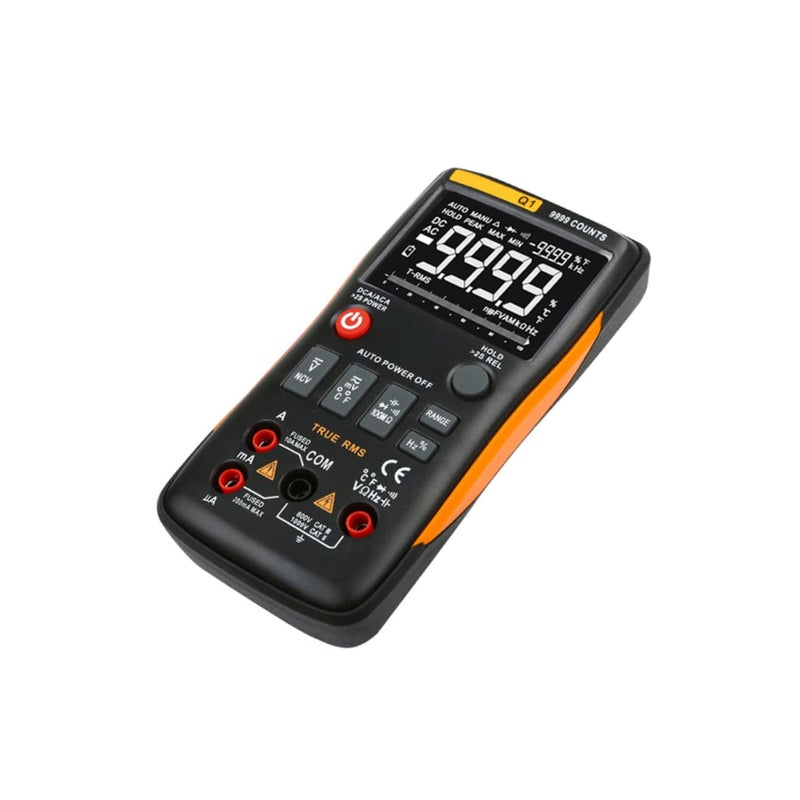 Auto Range Digital Multimeter Voltage Current Resistance Temperature Tester Orange High Accuracy - Image 2