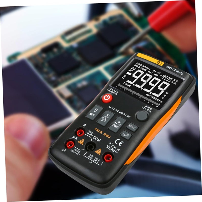 Auto Range Digital Multimeter Voltage Current Resistance Temperature Tester Orange High Accuracy - Image 5