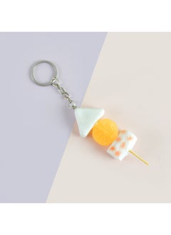 PVC Simulation Food Keychain Fun Squid Whisker Gluten Corn Barbecue String Toy Funny Food Play Model-Color:Kwantung Boiled-Keychain