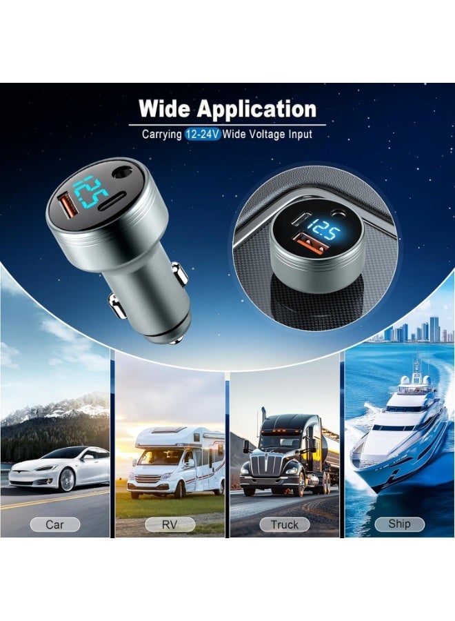 للمستقبل محول سيارة لجهاز Starlink Mini، شاحن سيارة 3 في 1 وكابل طاقة تيار مستمر مع محول ولاعة سجائر، شاشة عرض رقمية 12 فولت - 24 فولت، منافذ QC 3.0 30 واط و PD 45 واط، كابل 16AWG لملحقات السيارة (10 أقدام) - Image 2