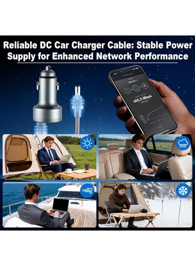 للمستقبل محول سيارة لجهاز Starlink Mini، شاحن سيارة 3 في 1 وكابل طاقة تيار مستمر مع محول ولاعة سجائر، شاشة عرض رقمية 12 فولت - 24 فولت، منافذ QC 3.0 30 واط و PD 45 واط، كابل 16AWG لملحقات السيارة (10 أقدام) - Image 3