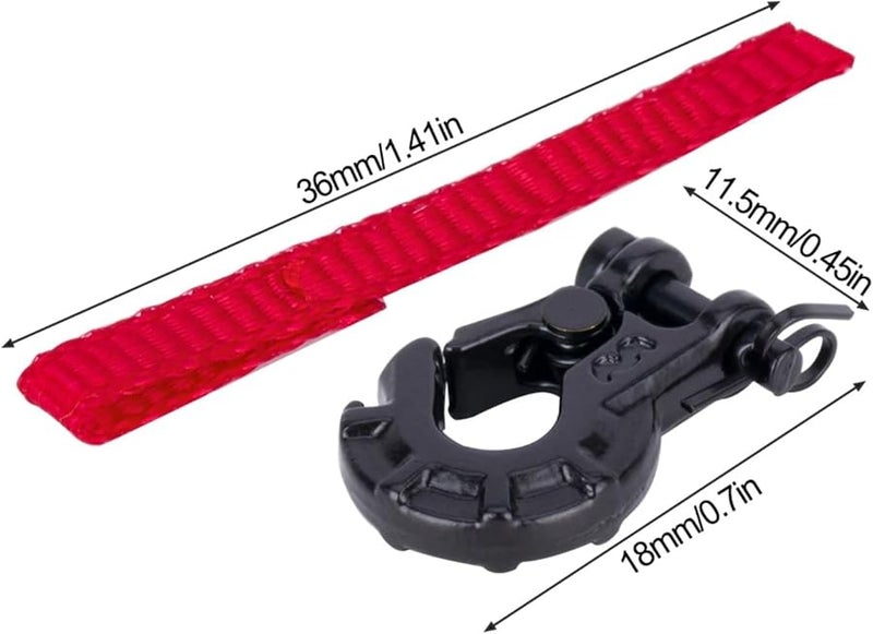Red Metal Winch Hook With Pull Strap Tags For Axial SCX10 TRX4 TRX6 RC Crawler Upgrade Parts - Image 3