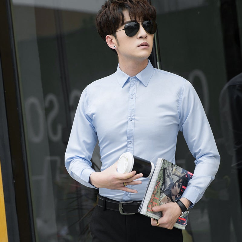 Professional Business Shirt Male Student Graduation Po Dress Slim Long Sleeve Shirt Plus Size White Shirt Unisex - Image 1