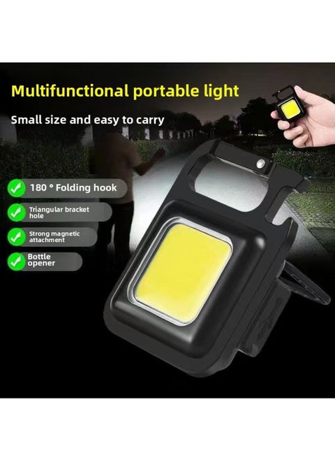 Keychain Light Strong Rechargeable Flashlight Super Bright Outdoor Multi-functional Portable Mini Work Light Small Portable Led-Color:Key Lamp Aluminum Alloy 800 MA