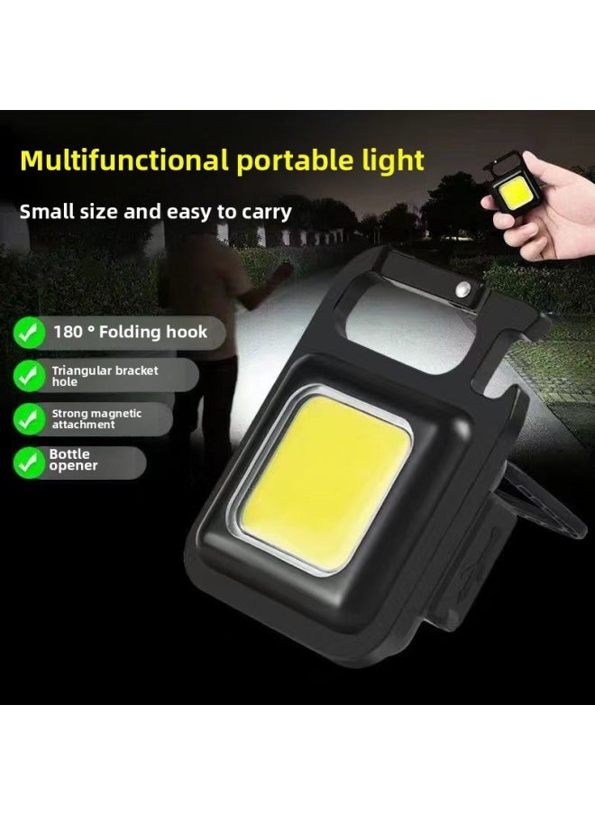 Generic - Keychain Light Strong Rechargeable Flashlight Super Bright Outdoor Multi-functional Portable Mini Work Light Small Portable Led-Color:Key Lamp Aluminum Alloy 800 MA - Image 1
