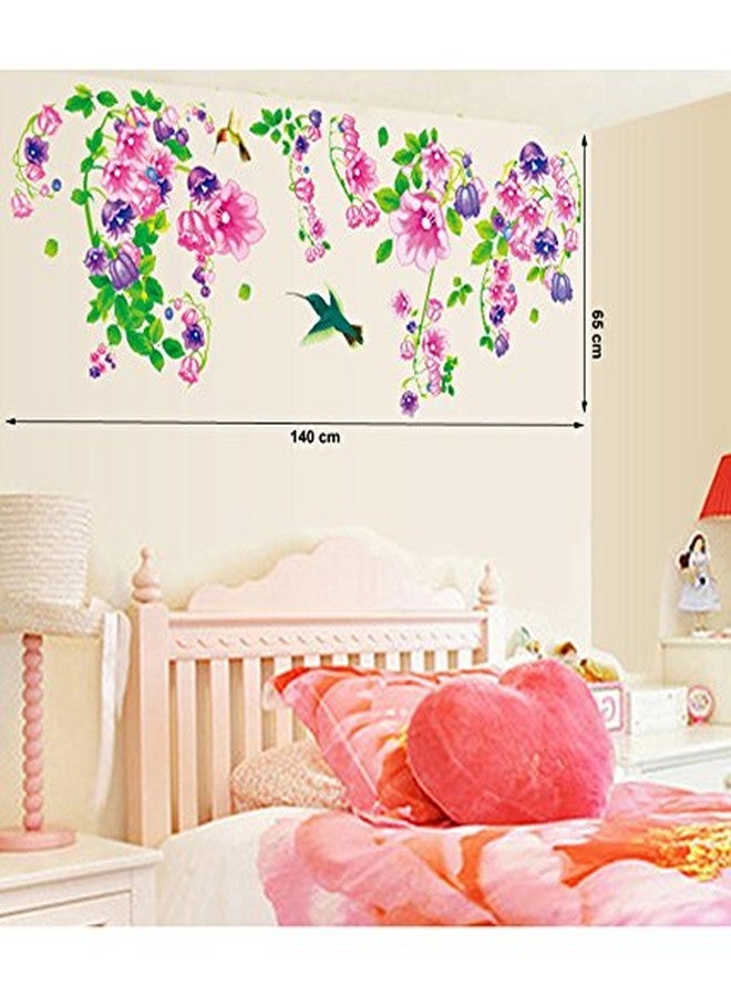 Decals Design 'Beautiful Bell Flowers and Humming Birds' Wall Sticker (PVC Vinyl, 90 cm x 60 cm) - Image 2