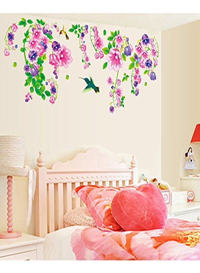 Decals Design 'Beautiful Bell Flowers and Humming Birds' Wall Sticker (PVC Vinyl, 90 cm x 60 cm) - Image 3