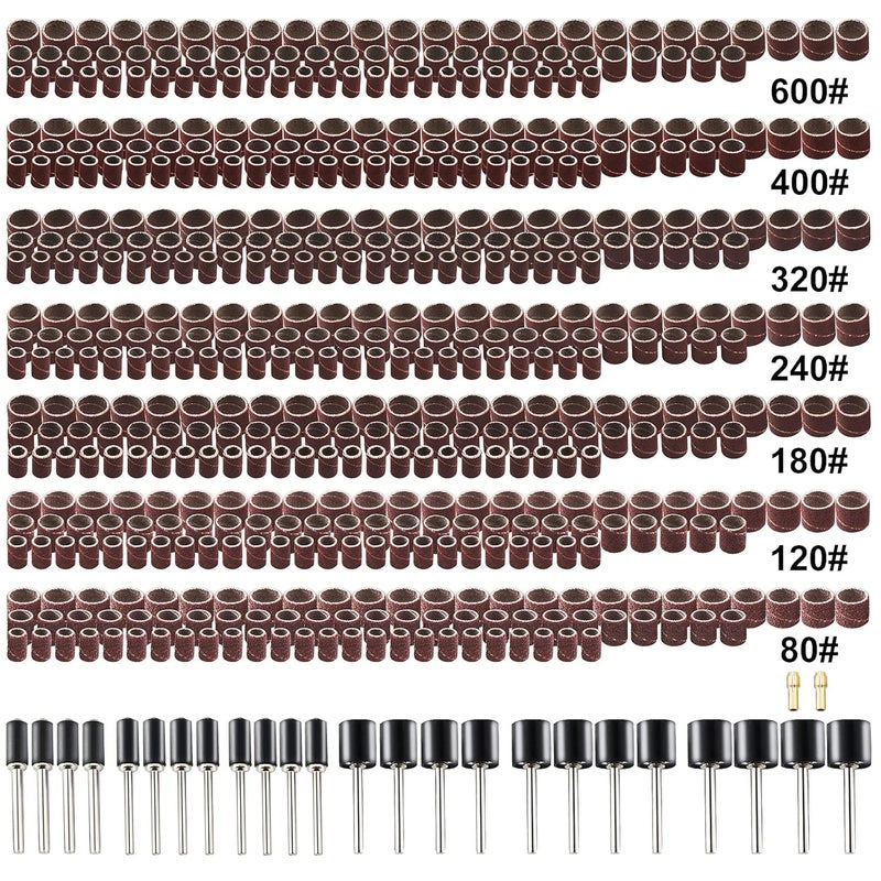 Juasky 551pcs Sanding Drums for Dremel Rotary Tool,Sanding Bits Bands Sander Sandpaper for Drill Woodworking Accessories - Image 1