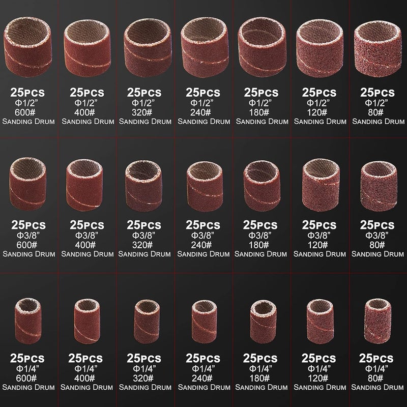 Juasky 551pcs Sanding Drums for Dremel Rotary Tool,Sanding Bits Bands Sander Sandpaper for Drill Woodworking Accessories - Image 2