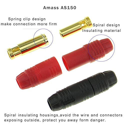 SoloGood 6pairs Amass AS150 Male Female Anti Spark Connector Gold Plated Banana Plug Set for Battery ESC and Charge Lead - Image 3