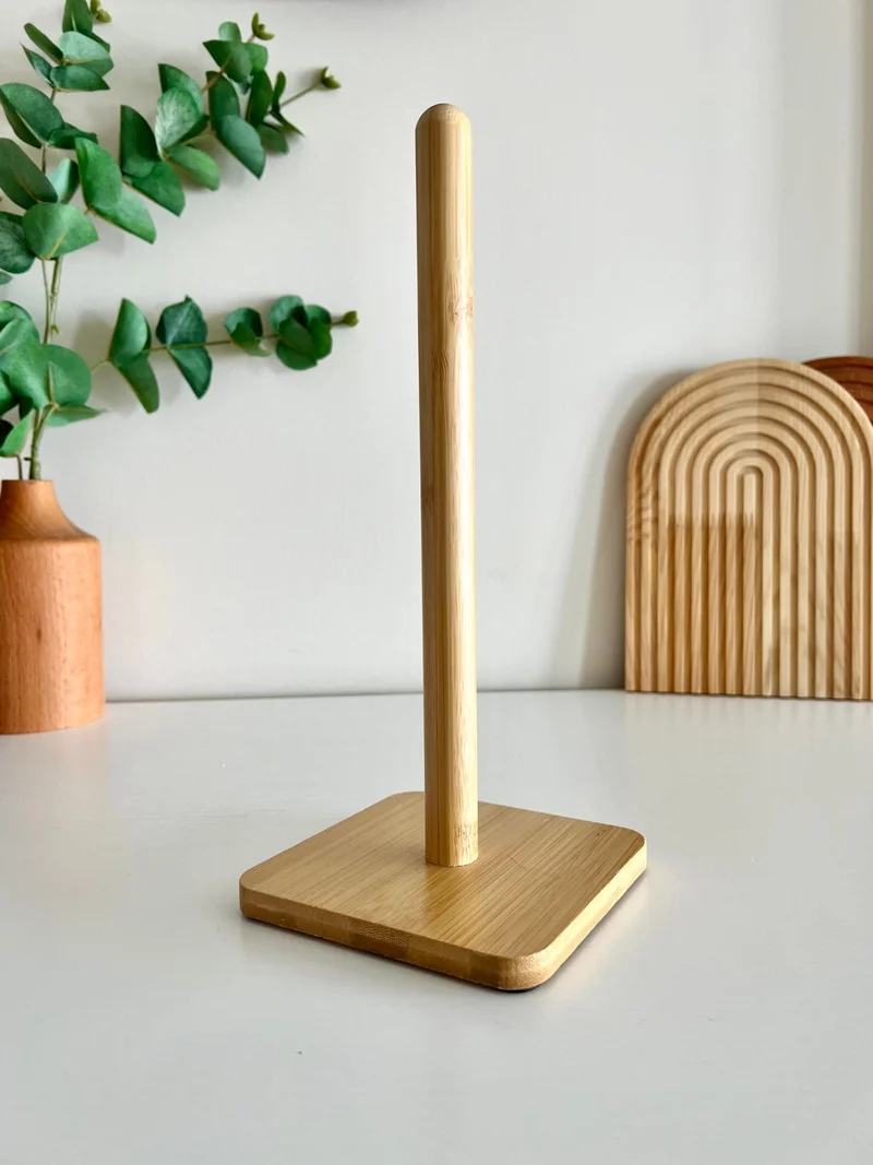 موتوجو Bamboo Paper Towel Holder, Roll Paper Towel Holder, Decorative Napkin Holder Square