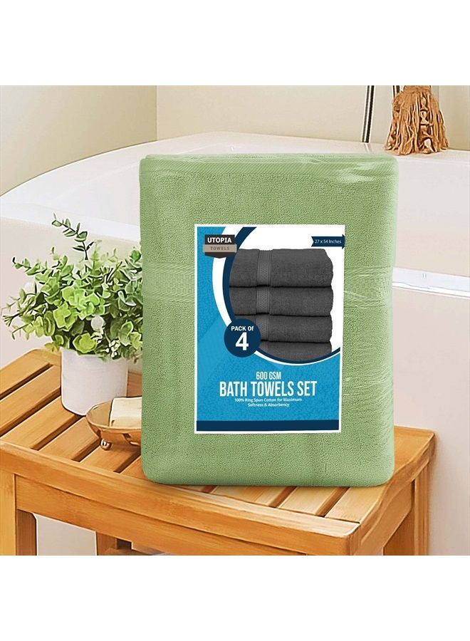 Utopia Towels 4 Pack Premium Bath Towels Set, (27 x 54 Inches) 100% Ring Spun Cotton 600GSM, Lightweight and Highly Absorbent Quick Drying Towels, Perfect for Daily Use (Sage Green) - Image 5
