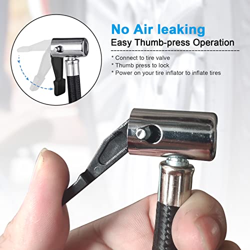 LUMITECO 31" Upgraded Lengthened Tire Inflator Hose Adapter &Converting Nuts, Lock On Air Chuck with Hose and Tire Schrader Valve Fine Thread, for tire pump's Twist On Convert to Lock On Connection - Image 5