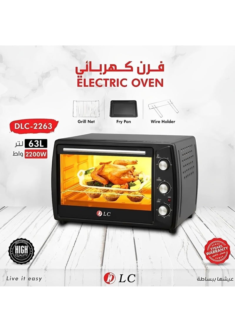 Generic Electric Oven with 3 Temperature Control Knob Function 63L with 2200W Toaster Oven with Grill, & Fry Pan, Large Capacity for Home Kitchen  - Image 3