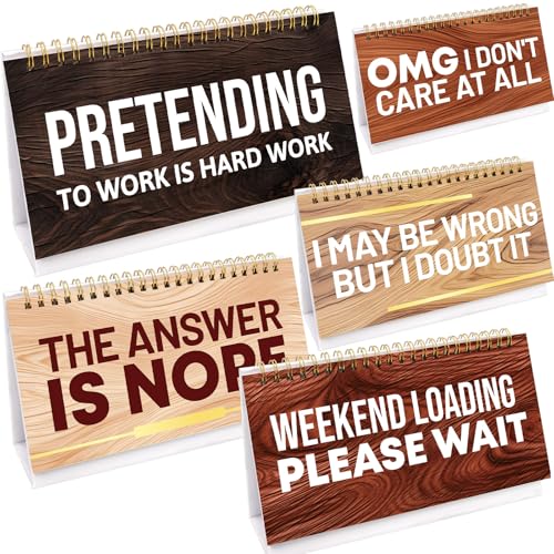 Fancy Land Funny Desk Signs Sarcastic 30 Flip Over Messages Desktop Supplies for Holiday Teachers Nurses Office Staff Coworker Colleague Humorous Gag Exchange Favor Lightwood Style - Image 1