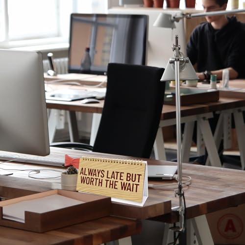 Fancy Land Funny Desk Signs Sarcastic 30 Flip Over Messages Desktop Supplies for Holiday Teachers Nurses Office Staff Coworker Colleague Humorous Gag Exchange Favor Lightwood Style - Image 4
