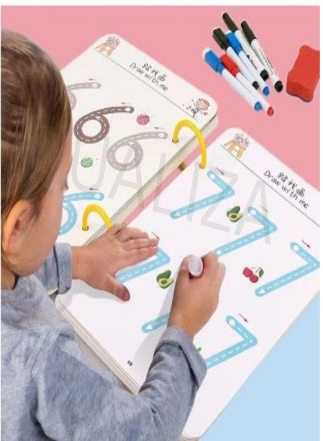 Veemok 64 Pages Magical Tracing Workbook Set, Hand Writing Pen Control Training Book for Learning to Write The Alphabets | Numbers, Preschool Educational Reusable Learning Book for Kids (1 Set) - Image 2
