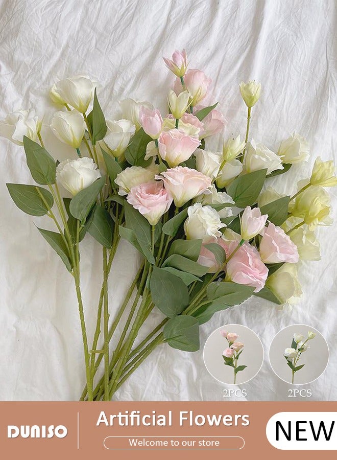 DUNISO 4 Pcs Artificial Flowers Table Centerpieces Decor Fake Tulips Silk Flowers Bouquets Arrangement for Home Room Office Party Table Flowers Decoration Wedding Table Centerpieces - Image 1