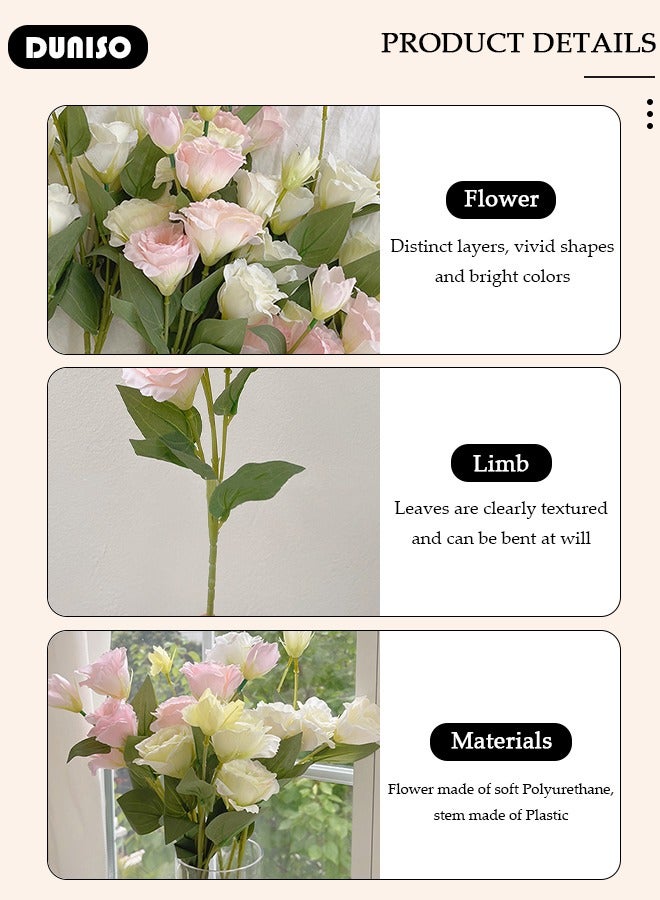 DUNISO 4 Pcs Artificial Flowers Table Centerpieces Decor Fake Tulips Silk Flowers Bouquets Arrangement for Home Room Office Party Table Flowers Decoration Wedding Table Centerpieces - Image 2