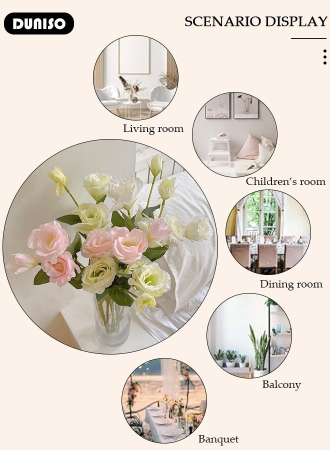 DUNISO 4 Pcs Artificial Flowers Table Centerpieces Decor Fake Tulips Silk Flowers Bouquets Arrangement for Home Room Office Party Table Flowers Decoration Wedding Table Centerpieces - Image 3